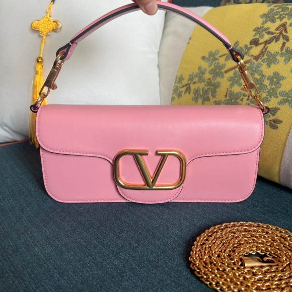 Valentino Loco Large Shoulder Bag In Pink Calfskin