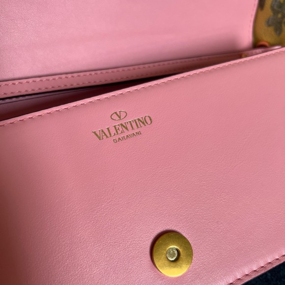 Valentino Loco Large Shoulder Bag In Pink Calfskin