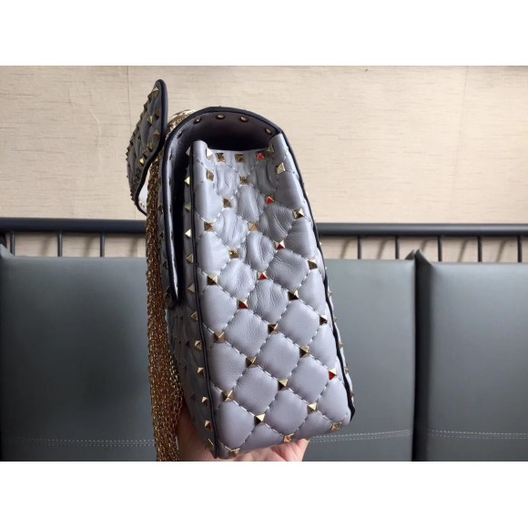 Valentino Rockstud Spike Large Bag In Blue Nappa Lambskin