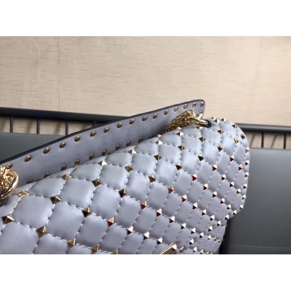 Valentino Rockstud Spike Large Bag In Blue Nappa Lambskin