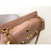 Valentino Roman Stud Large Chain Bag In Rose Cannelle Nappa Leather