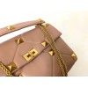 Valentino Roman Stud Large Chain Bag In Rose Cannelle Nappa Leather