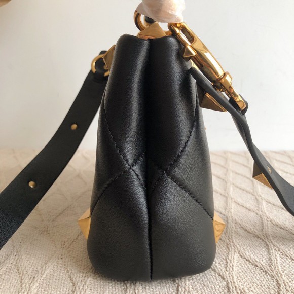 Valentino Roman Stud Mini Handle Bag In Black Nappa Leather