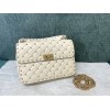 Valentino Rockstud Spike Medium Bag In White Nappa Lambskin