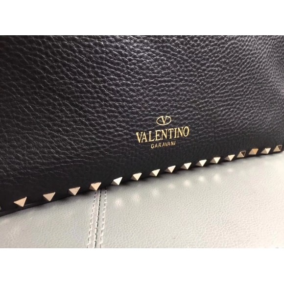 Valentino Rockstud Medium Reversible Tote Black