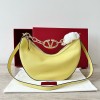 Valentino VLogo Moon Small Hobo Bag with Chain in Yellow Leather