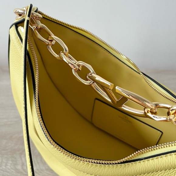 Valentino VLogo Moon Small Hobo Bag with Chain in Yellow Leather