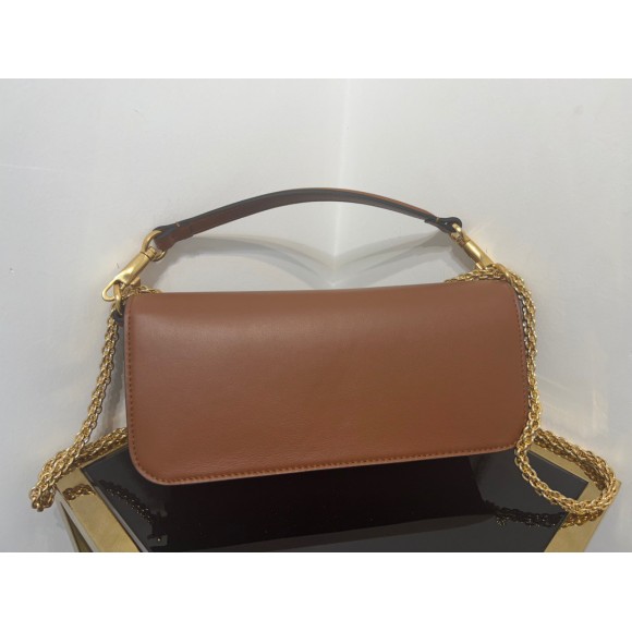 Valentino Loco Large Shoulder Bag In Brown Calfskin