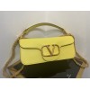 Valentino Loco Large Shoulder Bag In Yellow Calfskin