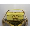 Valentino Loco Large Shoulder Bag In Yellow Calfskin