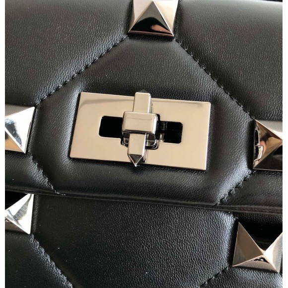 Valentino Roman Stud Medium Chain Bag with Black Hardware