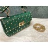 Valentino Rockstud Spike Small Bag In Green Nappa Lambskin