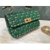 Valentino Rockstud Spike Small Bag In Green Nappa Lambskin