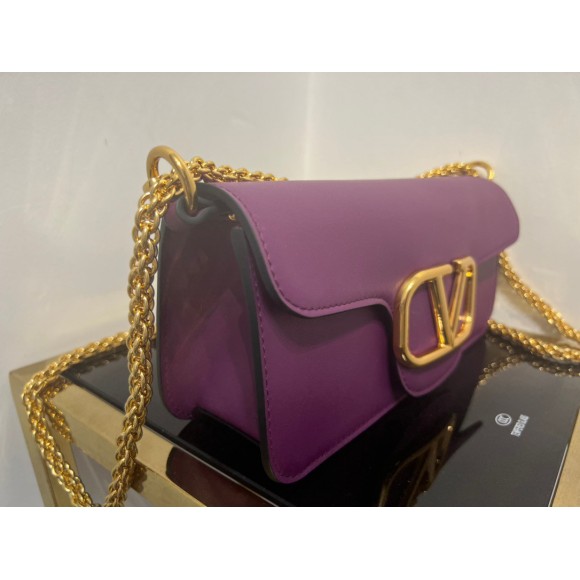 Valentino Loco Large Shoulder Bag In Purple Calfskin