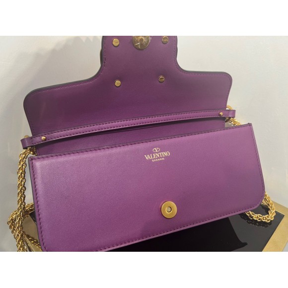 Valentino Loco Large Shoulder Bag In Purple Calfskin