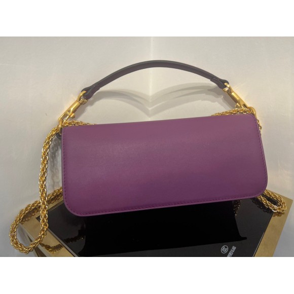 Valentino Loco Large Shoulder Bag In Purple Calfskin