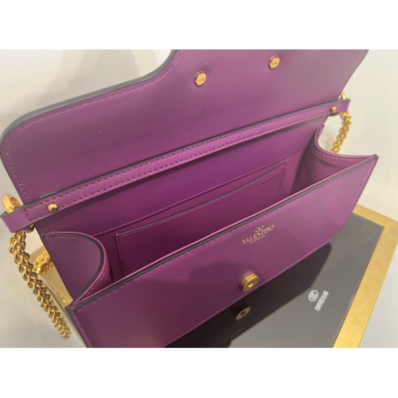 Valentino Loco Large Shoulder Bag In Purple Calfskin