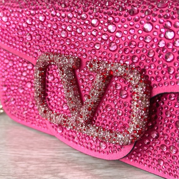 Valentino Small Loco Shoulder Bag with Rhinestone Applique