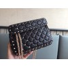 Valentino Rockstud Spike Small Bag In Black Nappa Lambskin