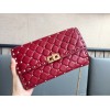 Valentino Rockstud Spike Crossbody Clutch Bag In Red Lambskin