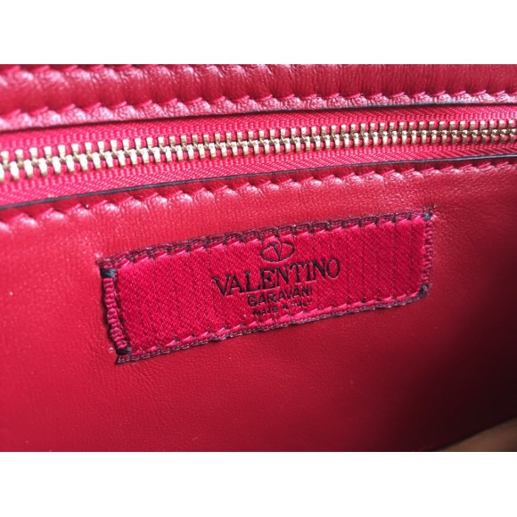 Valentino Rockstud Spike Crossbody Clutch Bag In Red Lambskin