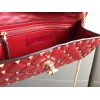 Valentino Rockstud Spike Crossbody Clutch Bag In Red Lambskin