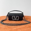 Valentino Small Loco Shoulder Black Bag with Crystals Logo