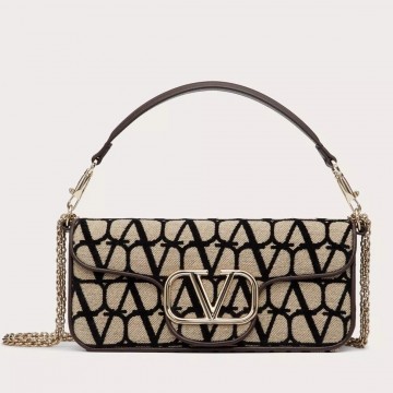 Valentino Large Loco Shoulder Bag in Black Toile Iconographe Valentino Large Loco Shoulder Bag in Black Toile Iconographe