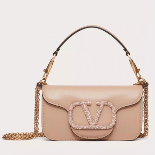Valentino Small Loco Shoulder Poudre Bag with Crystals Logo Valentino Small Loco Shoulder Poudre Bag with Crystals Logo