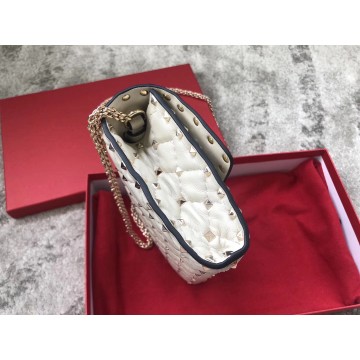 Valentino Rockstud Spike Crossbody Clutch Bag In White Lambskin Valentino Rockstud Spike Crossbody Clutch Bag In White Lambskin