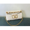 Valentino Stud Sign Shoulder Bag In White Nappa Leather