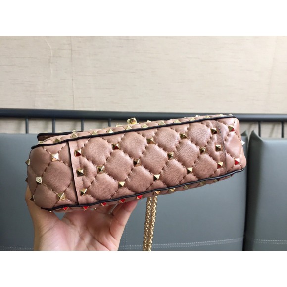 Valentino Rockstud Spike Small Bag In Poudre Nappa Lambskin