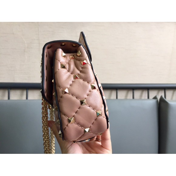 Valentino Rockstud Spike Small Bag In Poudre Nappa Lambskin