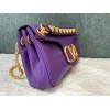 Valentino Stud Sign Shoulder Bag In Purple Nappa Leather