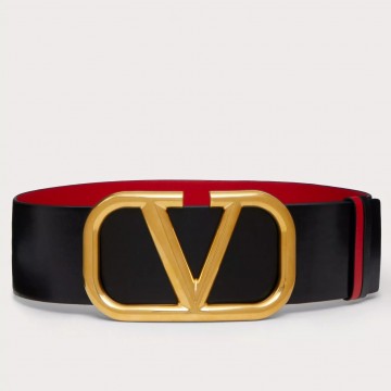 Valentino VLogo Reversible Belt 70mm in Black and Red Calfskin Valentino VLogo Reversible Belt 70mm in Black and Red Calfskin
