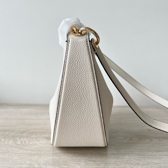 Valentino VLogo Moon Small Hobo Bag with Chain in White Leather