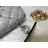 Valentino Rockstud Spike Small Bag In Blue Nappa Lambskin