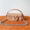 Valentino Small Loco Shoulder Bag in Powder Beige Leather