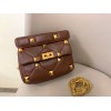 Valentino Roman Stud Medium Chain Bag In Dark Brown Nappa Leather
