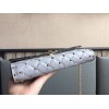 Valentino Rockstud Spike Crossbody Clutch Bag In Blue Lambskin