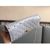 Valentino Rockstud Spike Crossbody Clutch Bag In Blue Lambskin