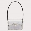Valentino Rockstud23 Small Shoulder Bag in Silver Calfskin